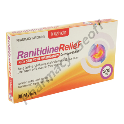 Ranitidine Relief (Ranitidine Hydrochloride) - 300mg (10 Tablets)