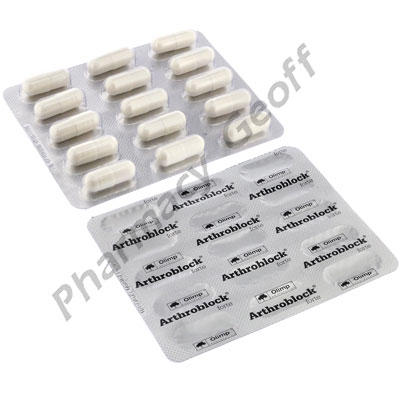 Arthroblock forte (Glucosamine Sulphate 2KCL/Chondroitin Sulfate/Hyaluronic Acid/Boswelia Serrata Extract/Zingiber Extract/Vitamin C/Albion Manganese Amino Acid Chelate) - 500mg/100mg/25mg/50mg/50mg/30mg/6.25mg (60 Capsules) 