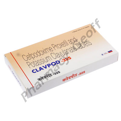 Clavpod 325 (Cefpodoxime/Potassium Clavulanate) - 200mg/125mg (10 Tablets) 