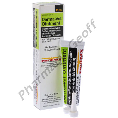 Derma-Vet Ointment (Nystatin/Neomycin Sulfate/Thiostrepton/Triamcinolone Acetonide) - 15mL