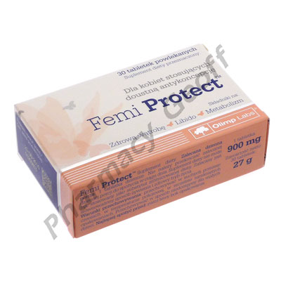 Femi Protect (Green Tea Extract/Horsetail Extract/Silica/Artichoke Extract/Korean Ginseng/Vitamin B6/Chromium) - 50mg/150mg/10.5mg/150mg/150mg/1.4mg/40mcg (30 Tablets) 