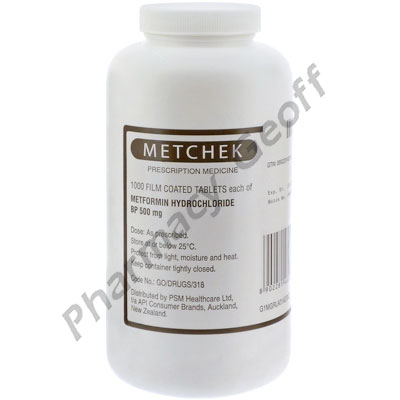 Metchek (Metformin Hydrochloride) - 500mg (1000 Tablets)