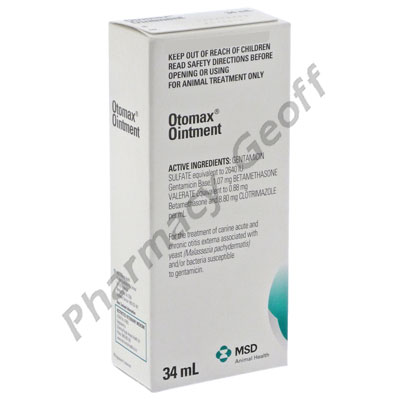 Otomax Ointment (Gentamicin/Betamethasone/Clotrimazole) - 2640IU/0.88mg/8.8mg/mL (34mL) 