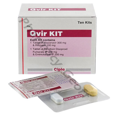 QVIR Kit (Atazanavir/Ritonavir/Tenofovir Disoproxil Fumarate/Emtricitabine) - 300mg/100mg/300mg/200mg (2 Tablets)