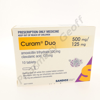 Curam Duo (Amoxicillin Trihydrate/Clavulanic Acid) - 500mg/125mg (10 Tablets)
