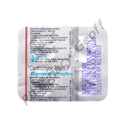 Clamycin (Clarithromycin) - 250mg (4 Tablets)